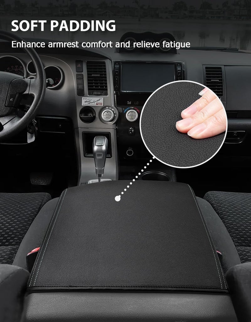Eaglecover Center Console Cover for Toyota Tundra Accessories 2007-2013 & Toyota Sequoia 2008-2022, Vinyl Leather Car Armrest Protector, Anti-Scratch, Black Gray Stitching - Image 4